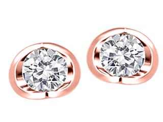 CJ Diamond 10K Gold  Screwback Fashion Stud Earrings 0.25 CTW - Pink