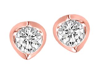 CJ Diamond 10K Stud Earrings 0.10 CTW. - Pink